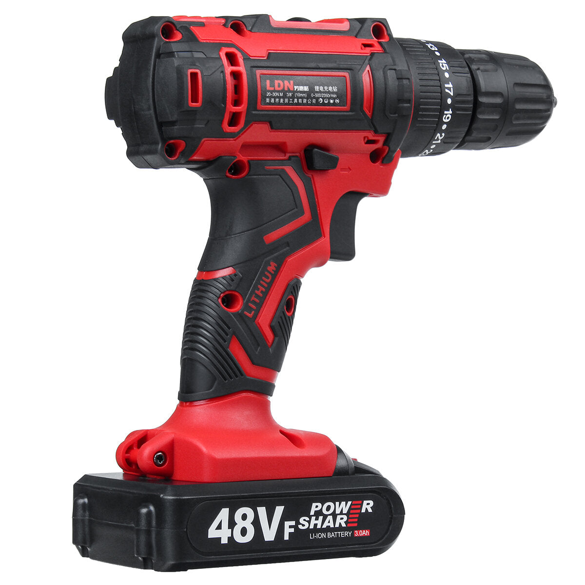 48VF Cordless Electric Impact Drill Rechargeable Drill Screwdriver W/ 1 or 2 Li-ion Battery