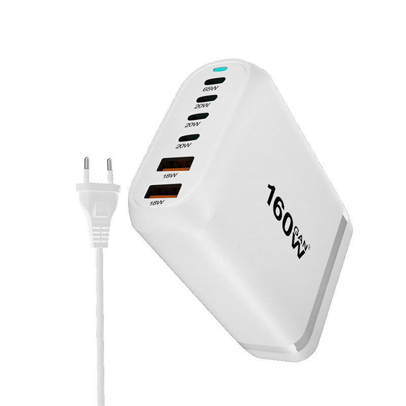 160W GaN 6-Port USB PD Charger, Fast Charging Station for iPhone, Hui, Samsung, Xiaomi