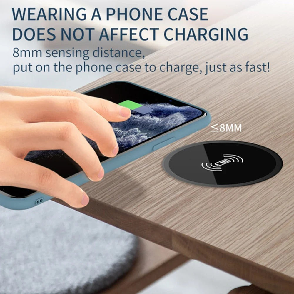 15W Built-in Desktop Wireless Charger for QI, iPhone 13/12, Galaxy S22/S20U