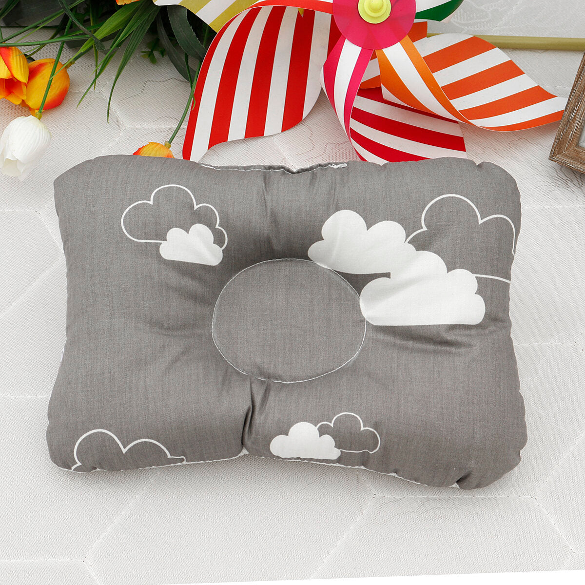 Breathable Cotton Newborn Baby Head Shaping Pillow Neck Support for Infant Preventing Flat Head Syndrome