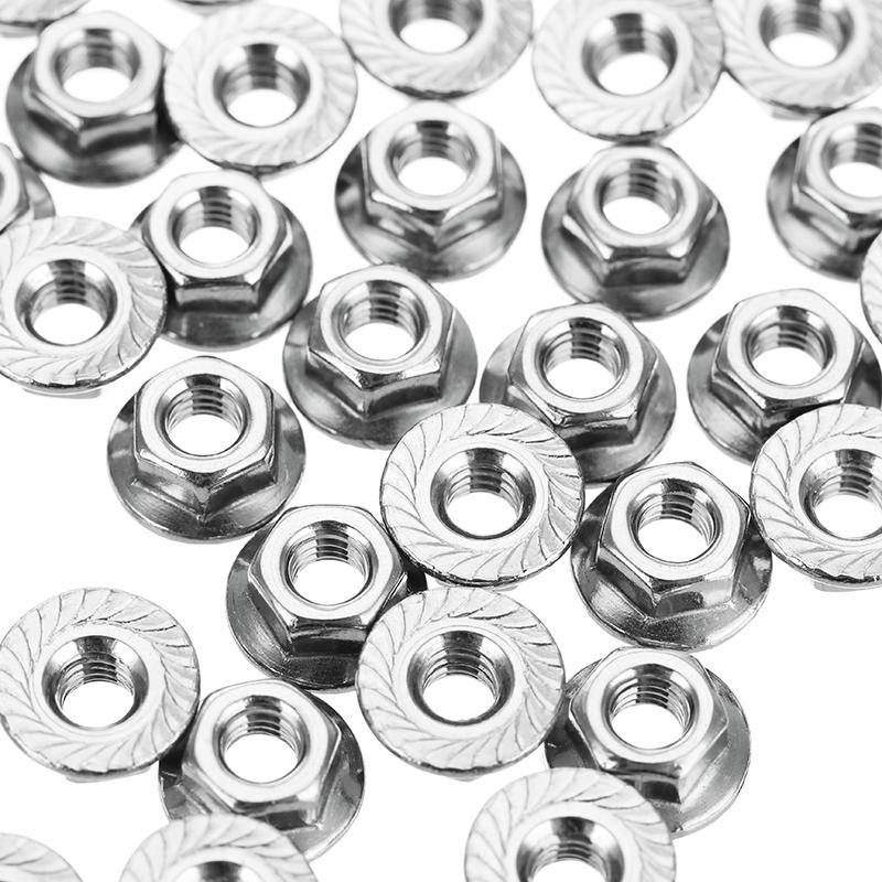 M4SN3 50Pcs M4 304 Stainless Steel Hex Serrated Flange Lock Nuts