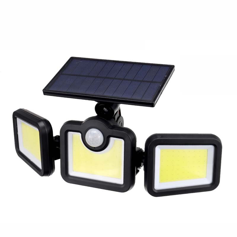 Solar Sensor Security Lights 3 Heads Motion Sensor Lights Adjustable Flood Lights Outdoor Spotlights Rotatable IP65 Waterproof