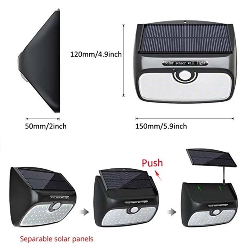 48LED Removable Solar Light PIR Street Light Three Modes Waterproof Lamp for Outdoor Garden Wall Street