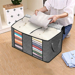 3PCS Clothes Storage Bag Multifuncaitonal Foldable Double Windows Dual Zipper Clothes Organizers