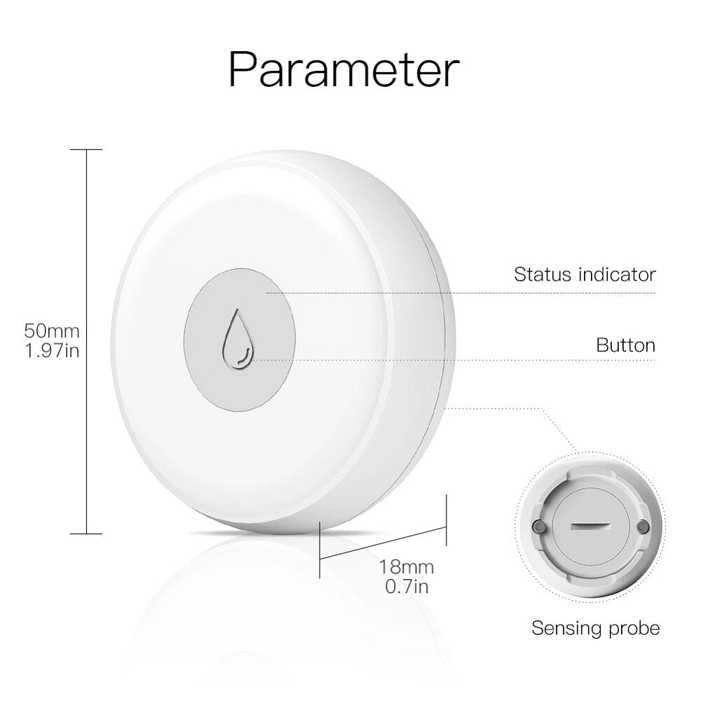 Smart Flood Sensor Water Leakage Detector Flood Overflow Alert Security Alarm System Tuya/Smart Life App Remote Control