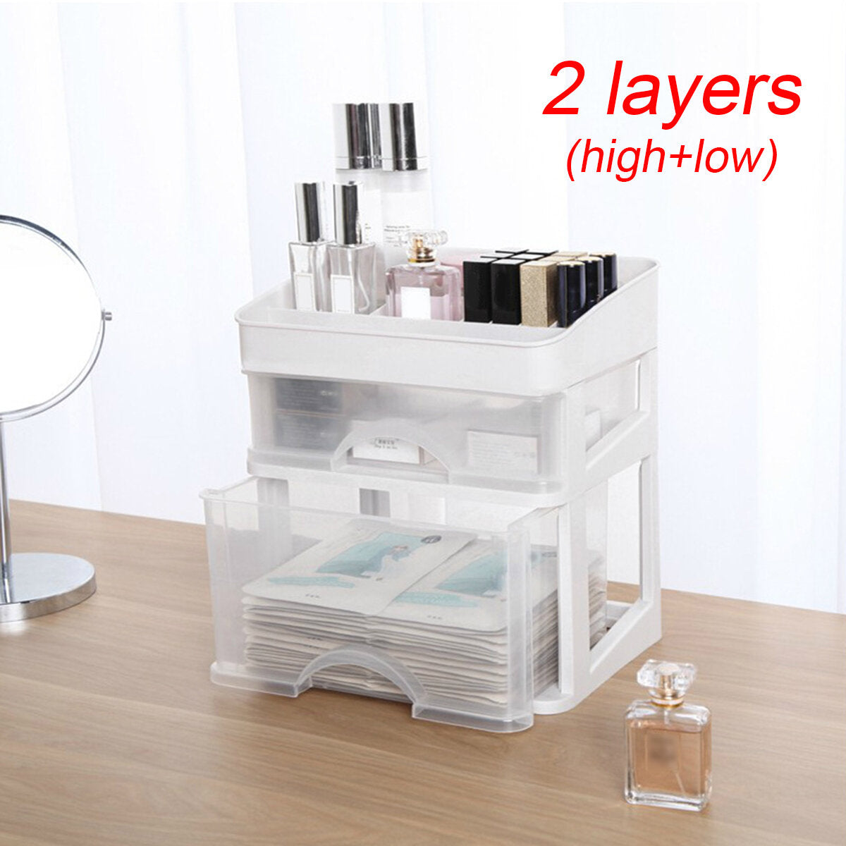 Plastic Cosmetic Drawer Makeup Organizer Storage Box Container Holder Desktop with Drawer