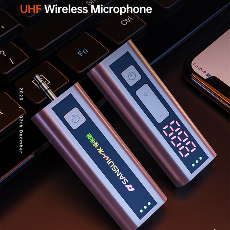 UHF Wireless Lavalier Microphone With Transmitter&Receiver 50 Channels for DSLR Camera Smartphone Interview Vlog Recording