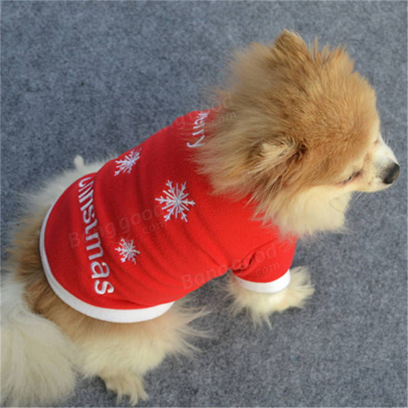 Christmas Pet Dog Cat Winter Clothes Warm Pullover Embroidered Outfit Coats Costume For Puppy Dogs