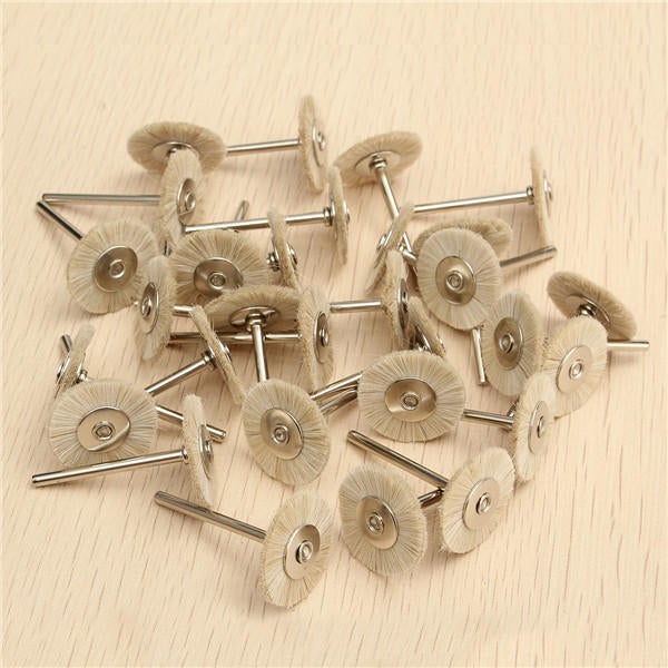 30pcs Soft White Goat Hair Polishing Wheel Brushes Set