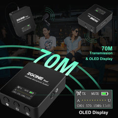 Wireless Lavalier Lapel Microphone System with Transmitter and Receiver for Smartphones Camera