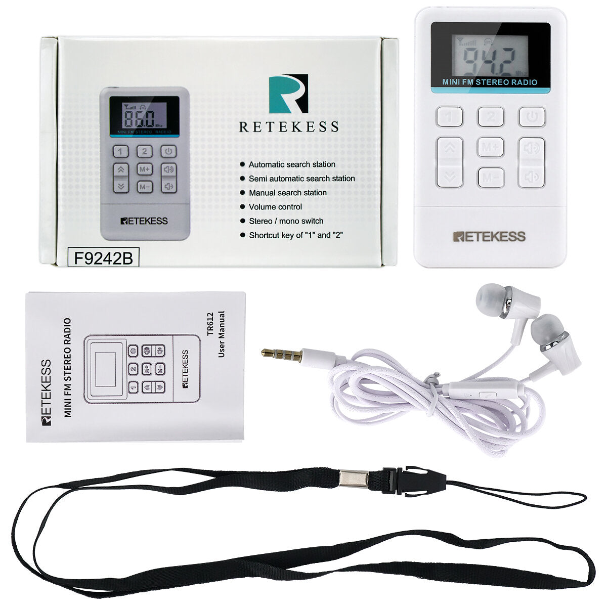 Portable FM Radio Receiver 50-108Mhz Automatic Search with Earphone