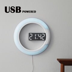 Remote Control LED Wall Clock Time or Temperature Display Ring Light Alarm Clock 7 Color Change