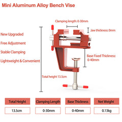 1PC Mini Aluminum Bench Vise - Woodworking, Metalworking, Cutting & Drilling Tool, Red