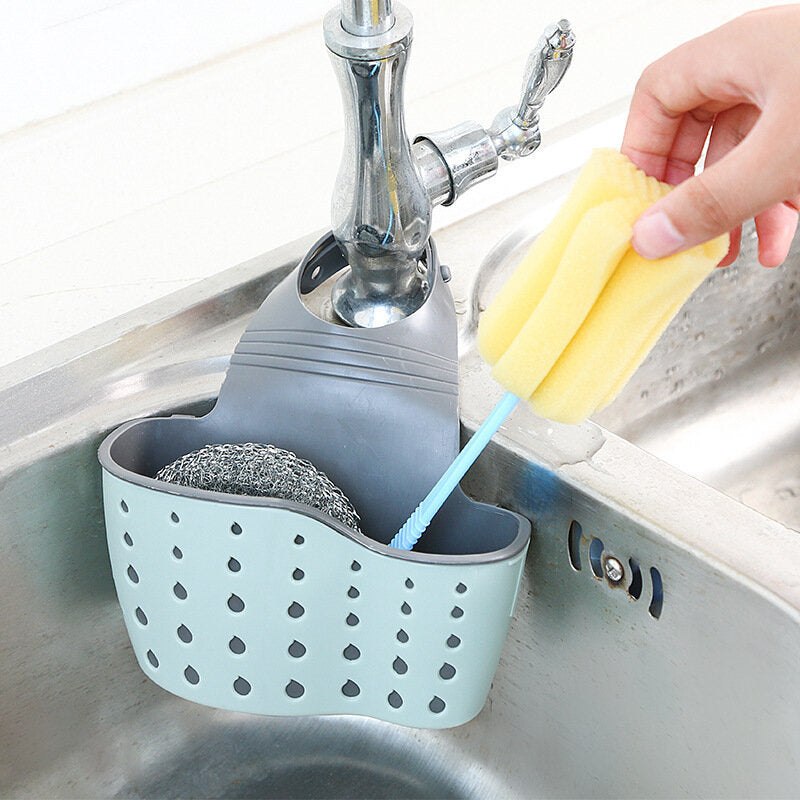 Kitchen Sponge Drain Holder Suction Cup Sink Shelf Soap Sucker Storage Rack Basket Wash Cloth