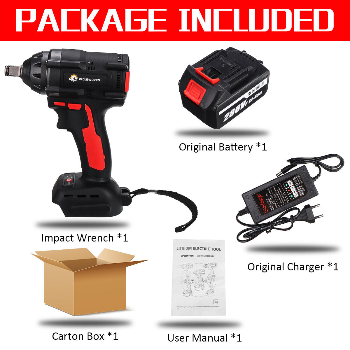 1/2Inch 520NM Max. Brushless Impact Wrench Li-ion Electric Wrench