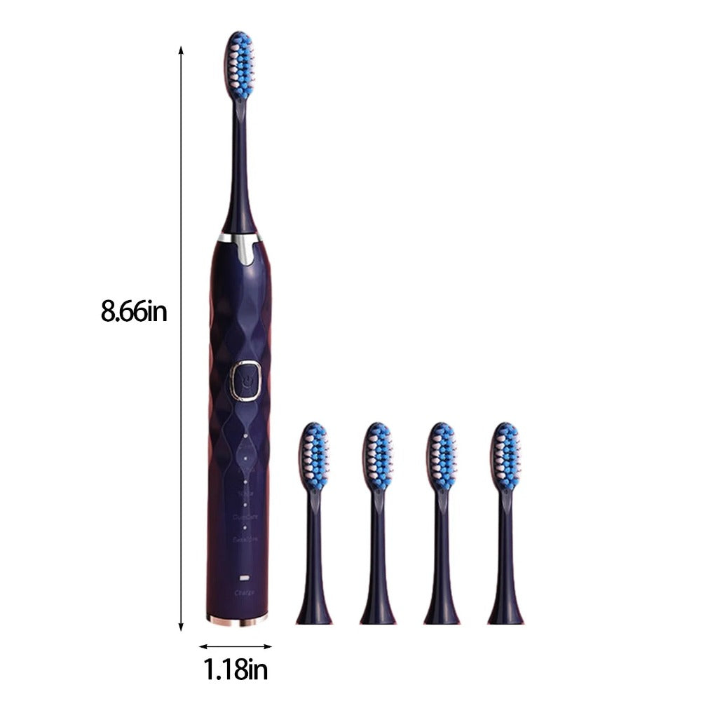 Electric Toothbrush Set - 5 Modes, IPX7 Waterproof, 5 Soft Heads for Adults & Kids