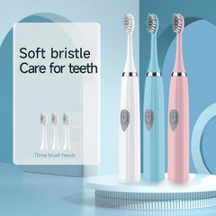 Couple's Electric Toothbrush Set - IPX6 Waterproof, Soft Bristles, Battery Powered