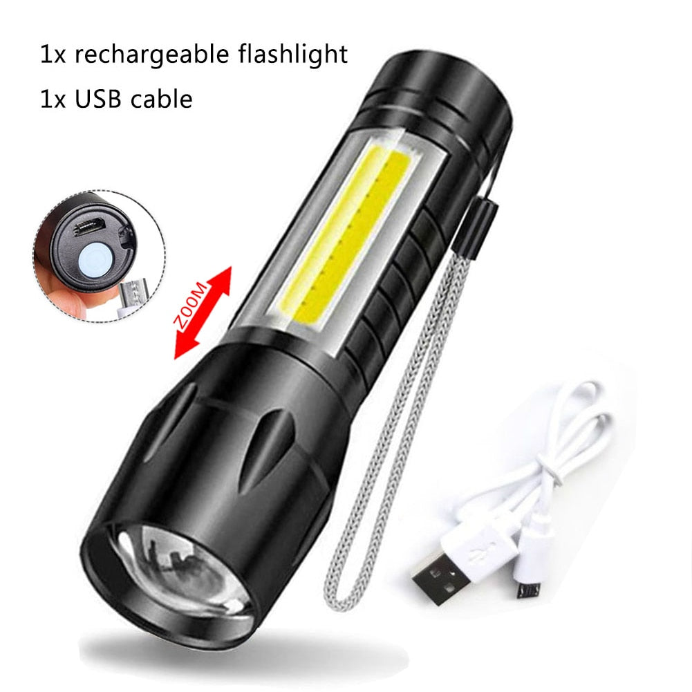 Portable Rechargeable Zoom LED Flashlight Torch Lantern 3 Lighting Modes Camping Light Mini Led