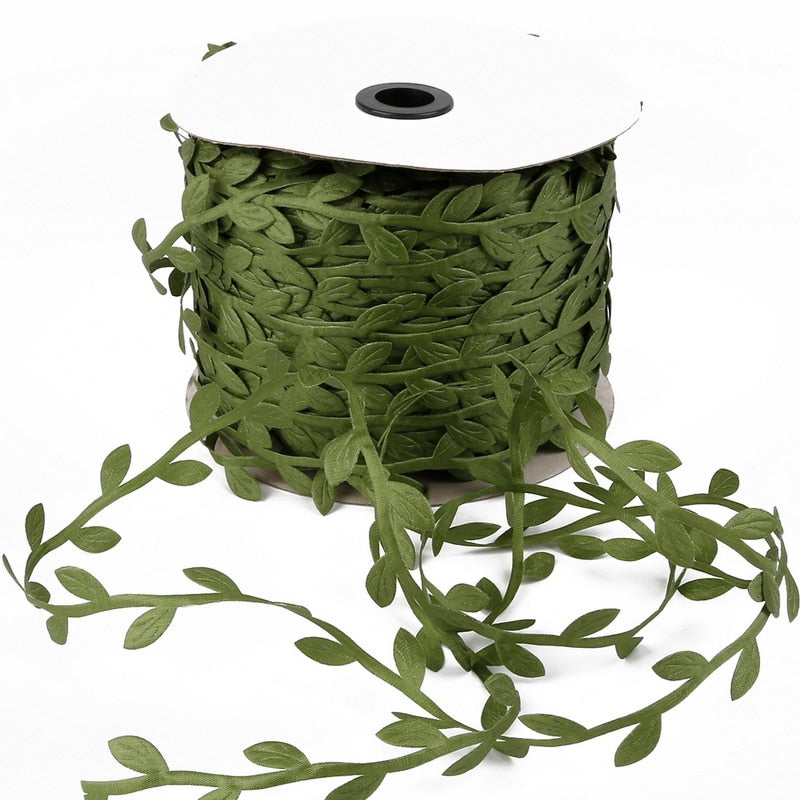 10Meter Silk Leaf-Shaped Artificial Flower Green Leaves For Home Wedding Decoration DIY Wreath Scrapbooking Craft Fake Flower