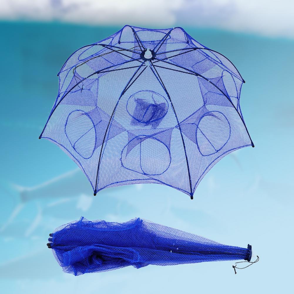 Fishing Trap Cage 8 Holes Multi-specification Carbon Skeleton Folding Umbrella Blue Fishing Cast Net for Fish