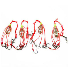 4Pcs/Lot Explosion Fishing Hook Fishing Lure Bait Trap Feeder Cage Sharp Fishing Hook with Stainless Steel Springs