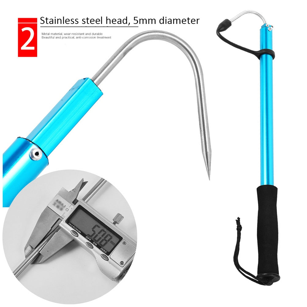 Retractable Fish Gaff Professional Telescopic Ice Sea Fishing Spear Hook Gripper Stainless Steel Fishing Tackle