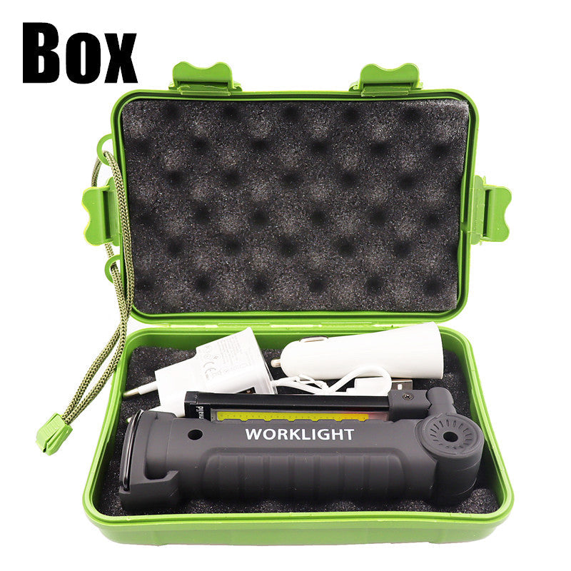 USB Rechargeable With Built-in Battery Set Multi Function Folding Work Light COB LED Camping Torch Flashlight