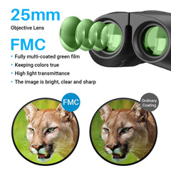 Compact Binoculars Telescope BAK4 FMC Lens Foldable Pocket Binoculars For Bird Watching Camping Hunting Tourism