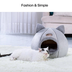 Warm Cat Bed Winter Soft Comfortable Pet Nest Indoor Semi-Enclosed Pet Cat Dog Sleeping Tent House