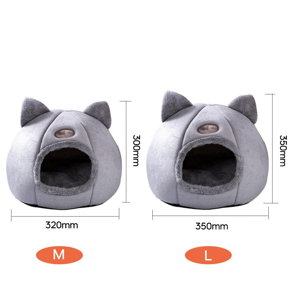 Warm Cat Bed Winter Soft Comfortable Pet Nest Indoor Semi-Enclosed Pet Cat Dog Sleeping Tent House