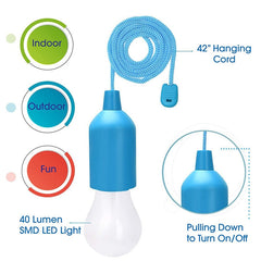 Portable LED Pull Cord Light Bulb Battery Operated Hanging Pull Cord Night Lamp Outdoor Camping Tent Light For Home Garden Decor