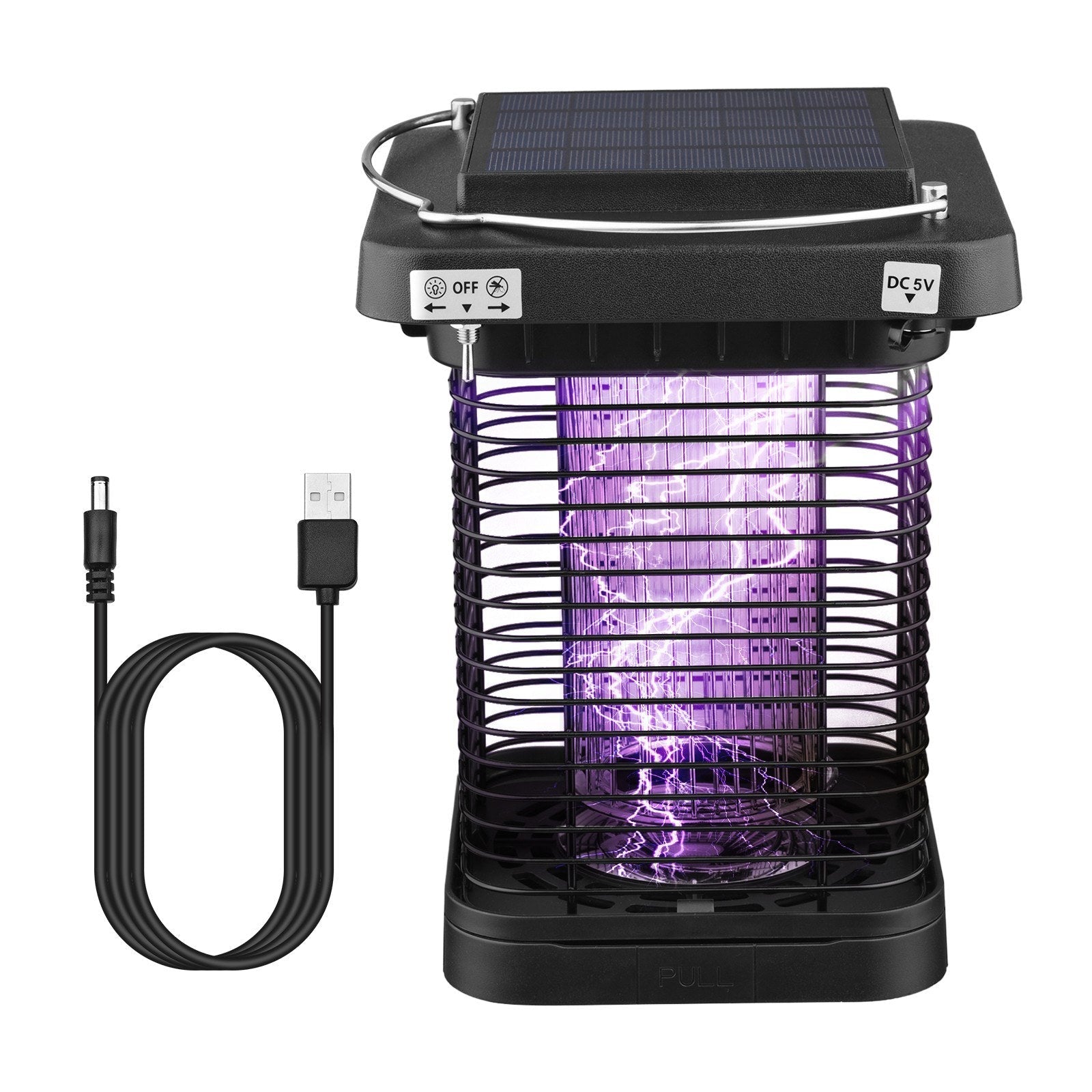 Solar Powered Bug Zapper - High Powered Electric Mosquito & Fly Trap, IP65 Waterproof LED