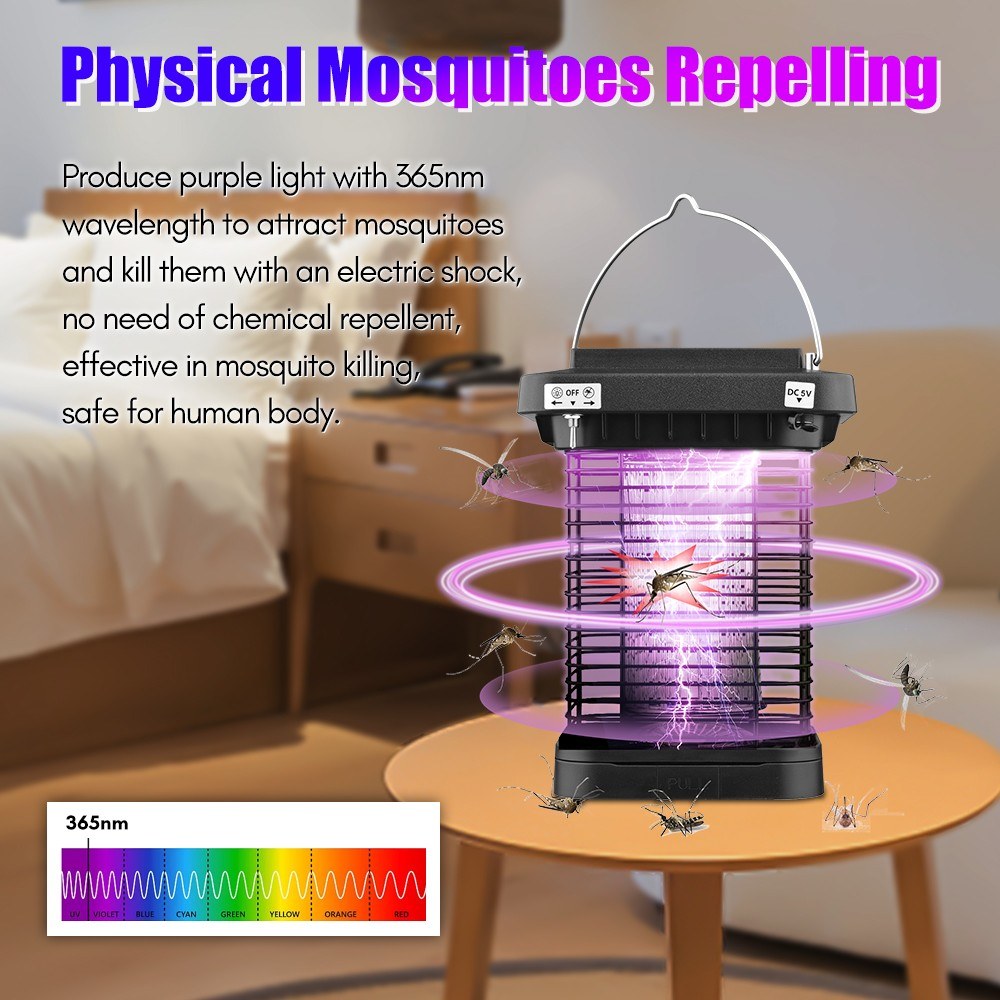 Solar Powered Bug Zapper - High Powered Electric Mosquito & Fly Trap, IP65 Waterproof LED