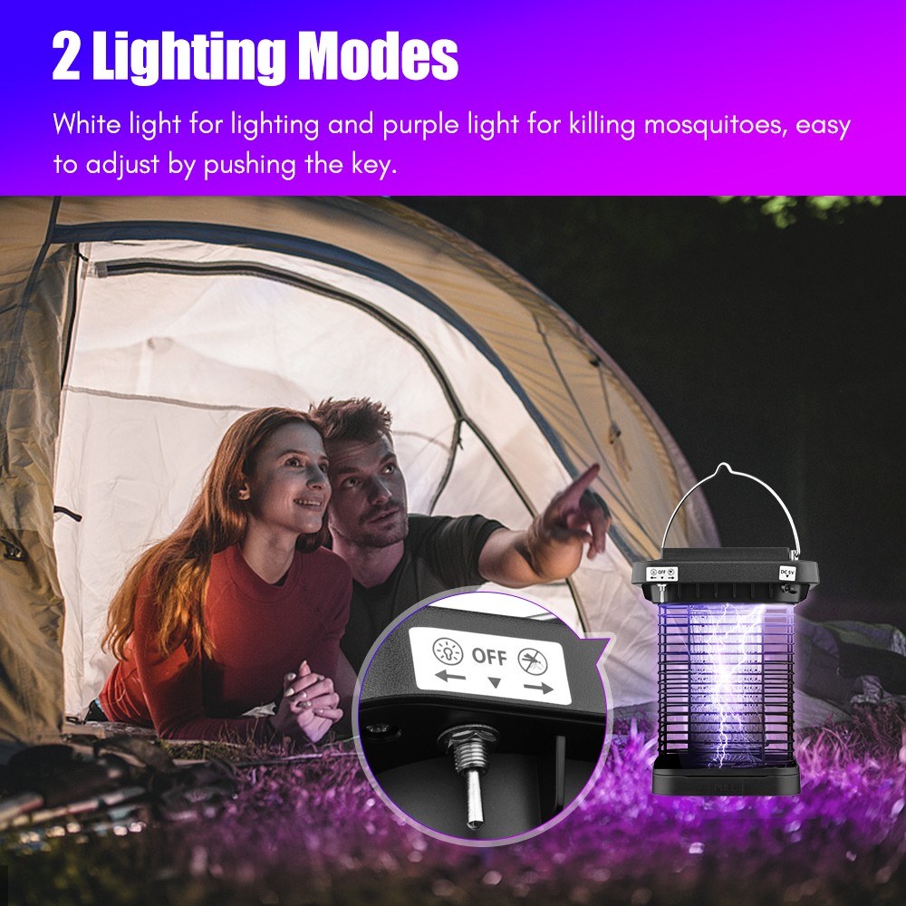 Solar Powered Bug Zapper - High Powered Electric Mosquito & Fly Trap, IP65 Waterproof LED