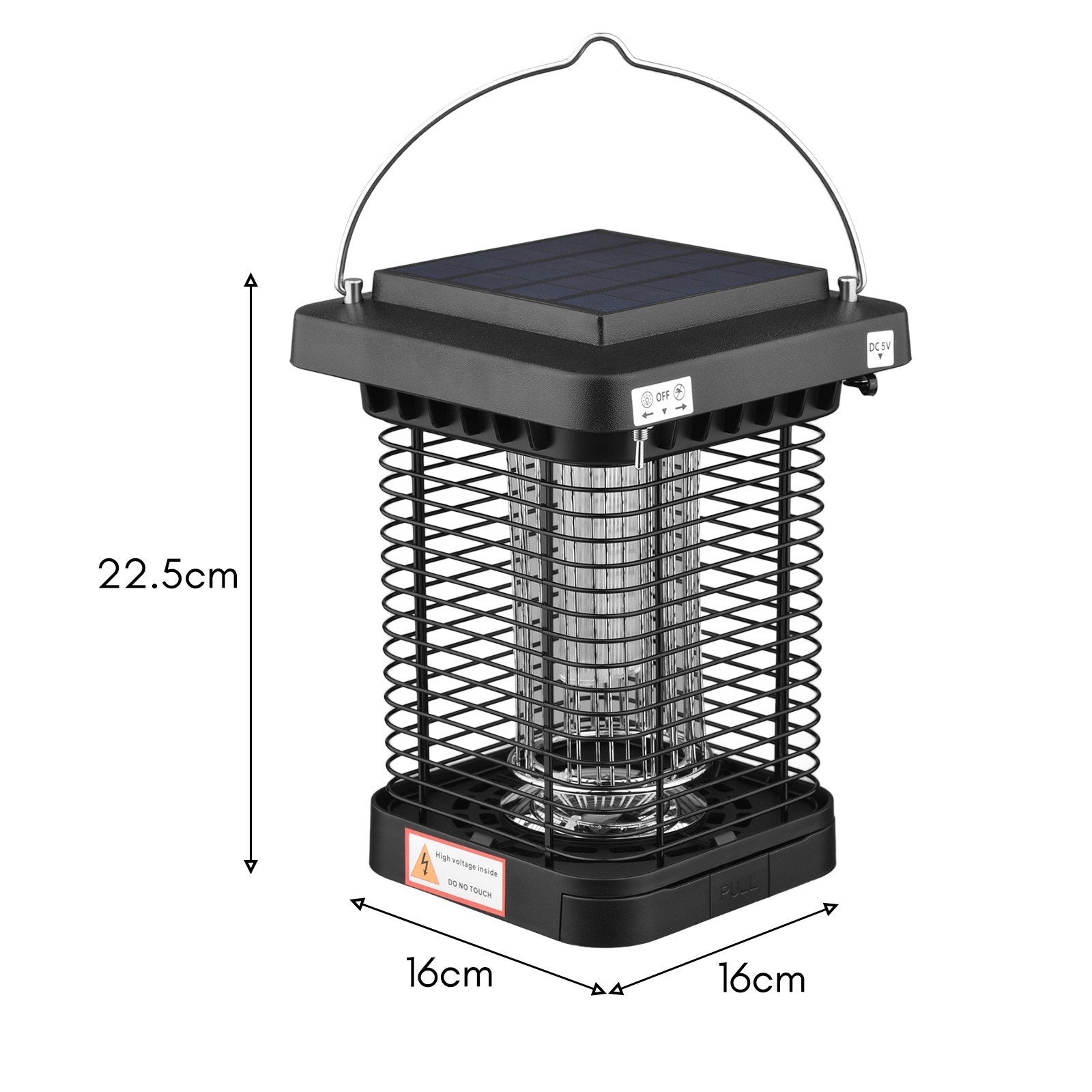 Solar Powered Bug Zapper - High Powered Electric Mosquito & Fly Trap, IP65 Waterproof LED