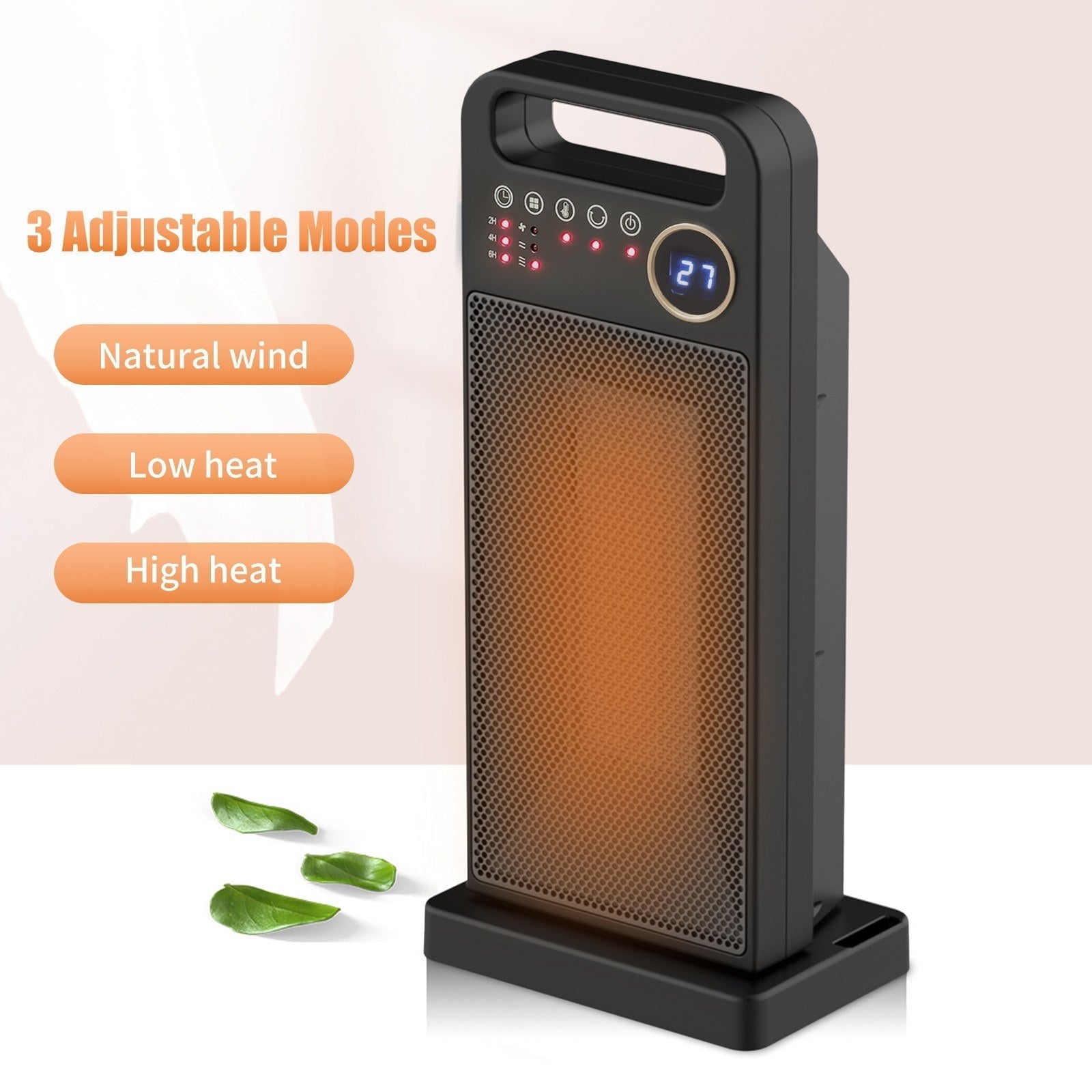 Electric Space Heater With Remote Control Safe Overheat & Tip-over Protection