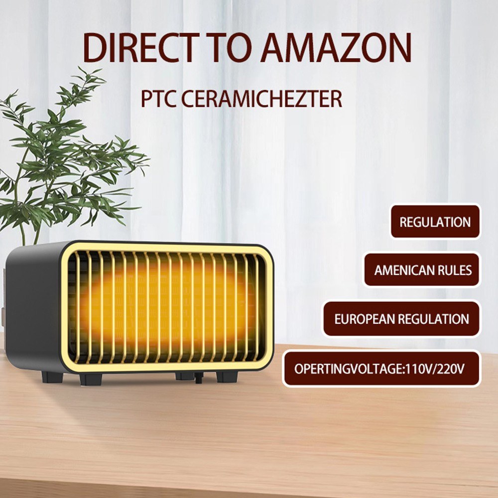 Space Heater 800W PTC Ceramic Low Noise Fast Heating Portable Heater Fan with 30 Degrees Tip-Over and Overheat Protection