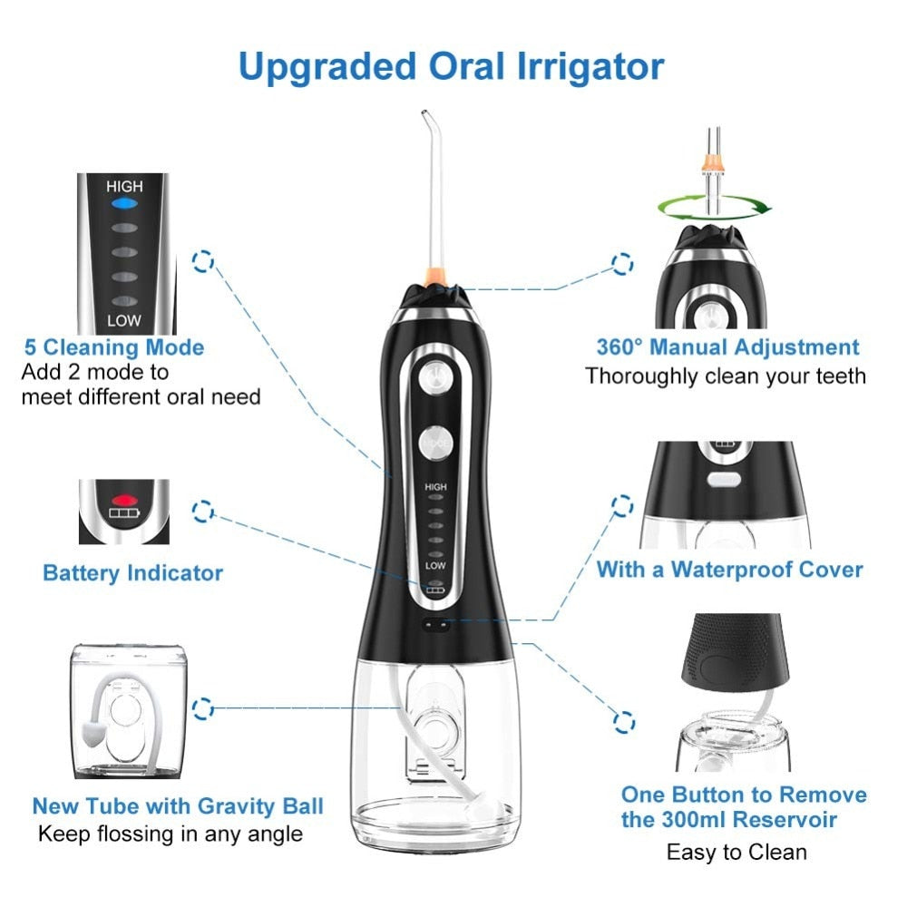 Rechargeable Oral Irrigator Dental Water Flosser Jet Waterproof Portable Teeth Cleaner