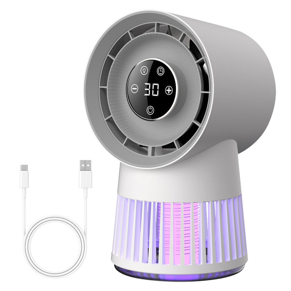 Electric Bug Zapper Fan, 2000V, 8H Timer, 20 Gears, 2400mAh Battery, Purple Light