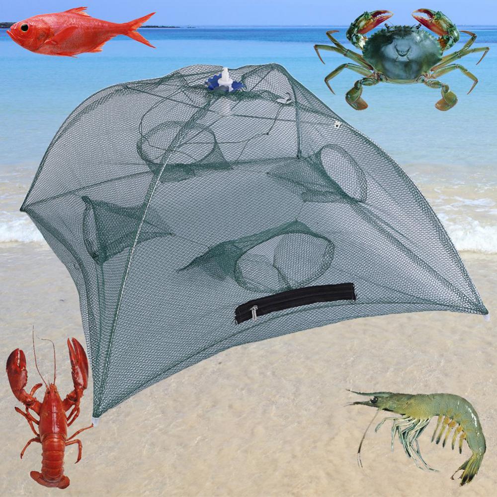 Foldable Mesh Fishing Bait Net Trap Small Fish Crab Minnow Crawdad Shrimp Cage