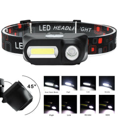 Portable Mini XPE+COB LED Headlamp USB Rechargeable Use 18650 Battery Head Lamp Camping Fishing Headlight Flashlight Torch