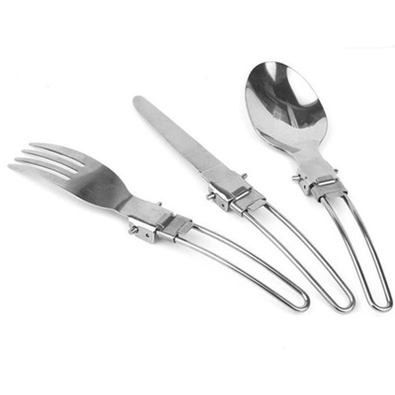 Long cookware backpack Spork fork stainless steel fold knife utensil spoon  set combo Picnic camp cutlery tableware flatware