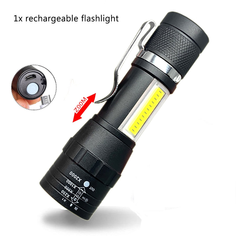 Portable Rechargeable Zoom LED Flashlight Torch Lantern 3 Lighting Modes Camping Light Mini Led