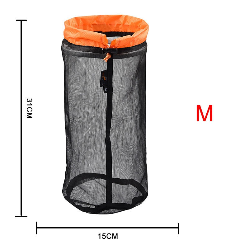 Mesh Storage Bag Lightly Organize Sack Camping Hiking Compression Bags Travel Accessories Polyester Drawstring Pocket