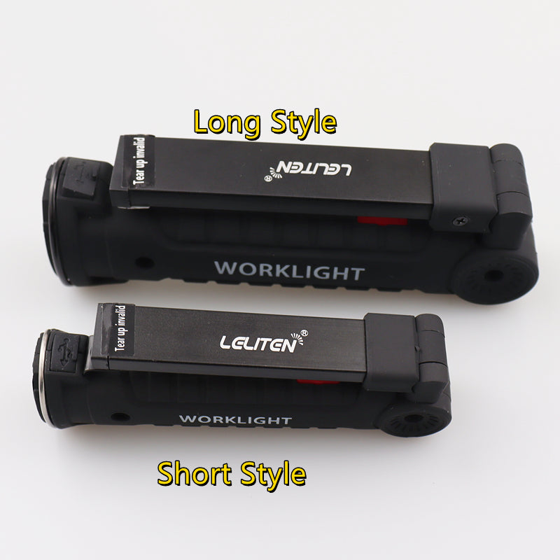 USB Rechargeable With Built-in Battery Set Multi Function Folding Work Light COB LED Camping Torch Flashlight