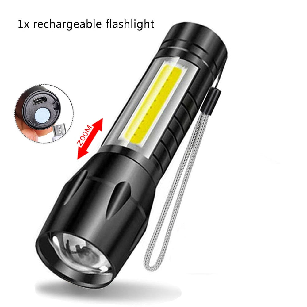 Portable Rechargeable Zoom LED Flashlight Torch Lantern 3 Lighting Modes Camping Light Mini Led