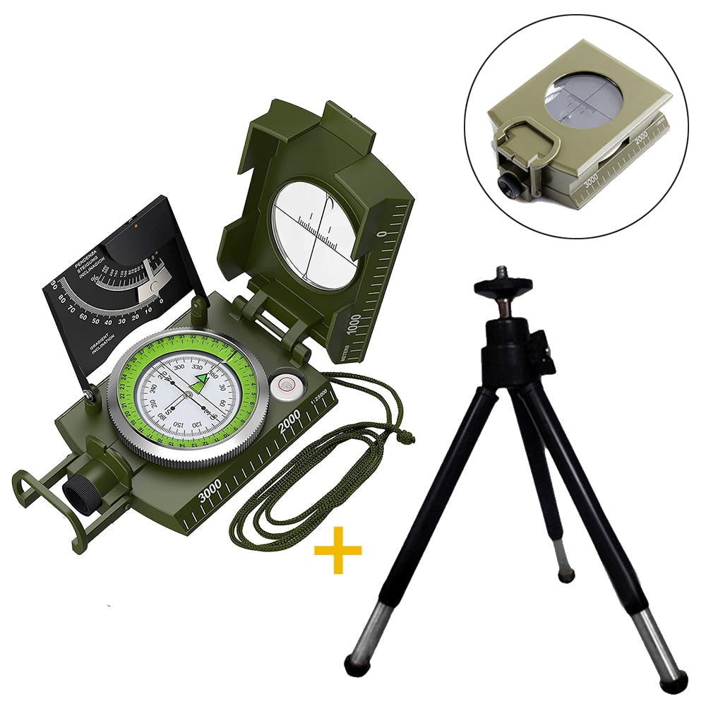 Professional Mulitifunctional Outdoor Survival Military Waterproof Luminous Compass With Tripod For Hunting Tourism and Camping