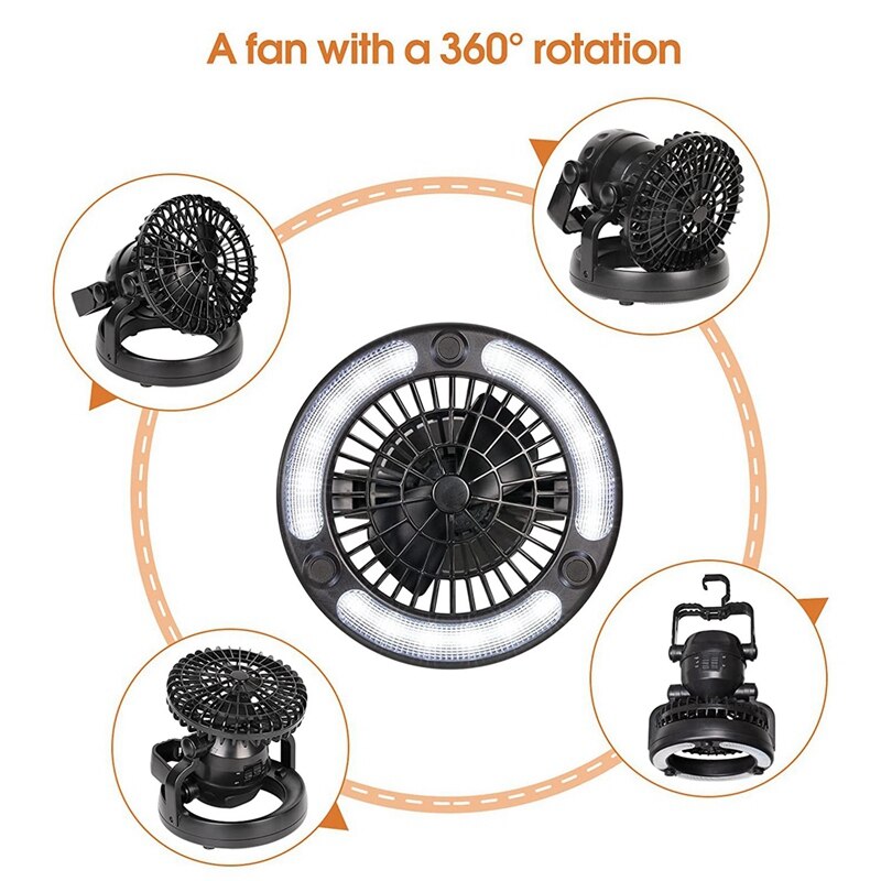 Camping Light Fan for Tent Portable Ceiling Fan with LED Light Camping Hanging Lantern for Survival Hiking Emergency