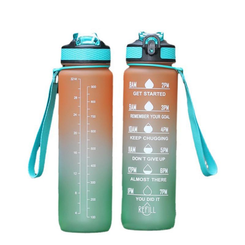 1000ML Portable Leakproof Cup Bottle Sports Plastic Cup BPA Free Bottle Space Cup Climbing Camping Water Bottle With Time Marker