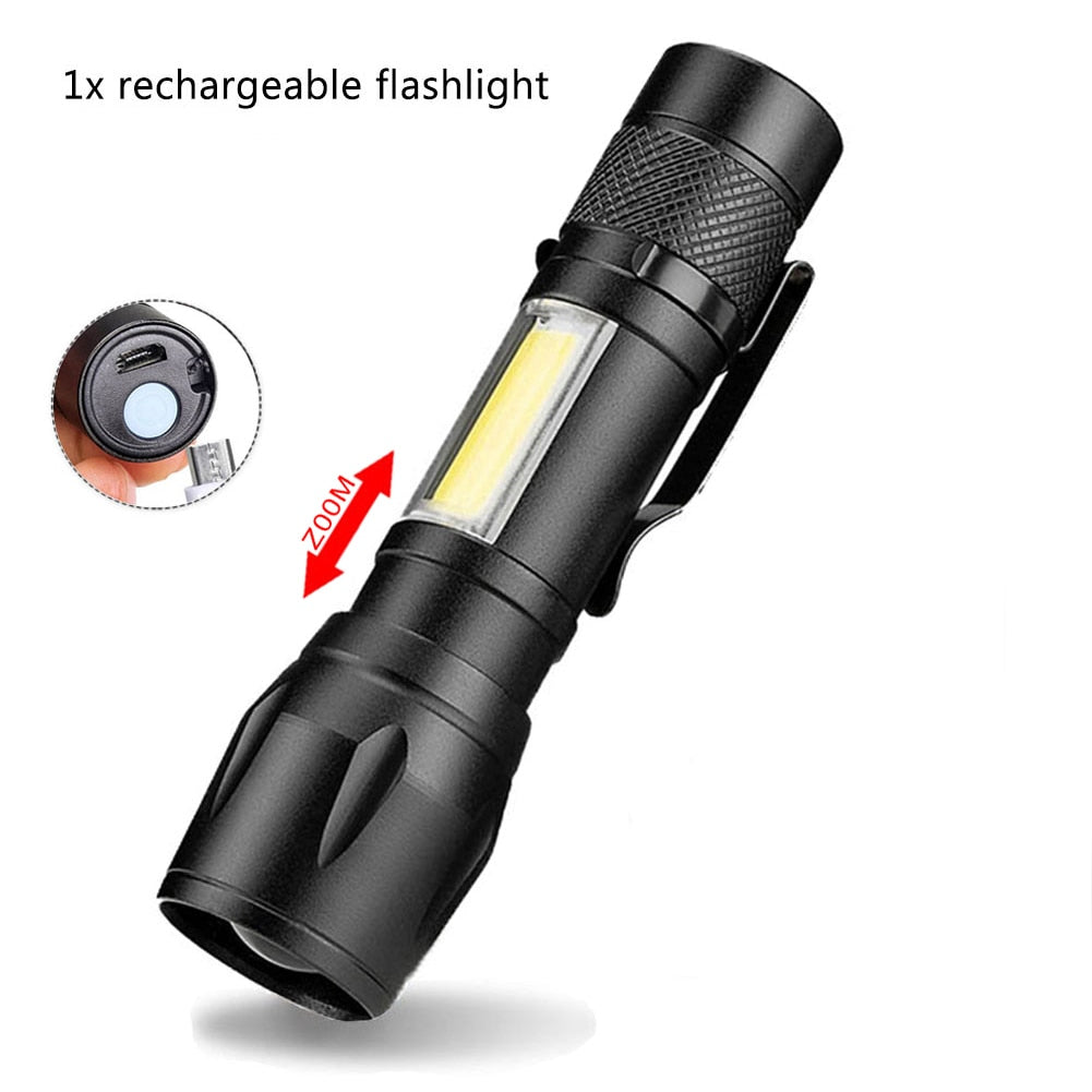 Portable Rechargeable Zoom LED Flashlight Torch Lantern 3 Lighting Modes Camping Light Mini Led